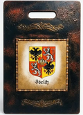 Dekoracyjna deska z zabytkowym kaflem PRL — herb Görlitz, pamiątka historyczna