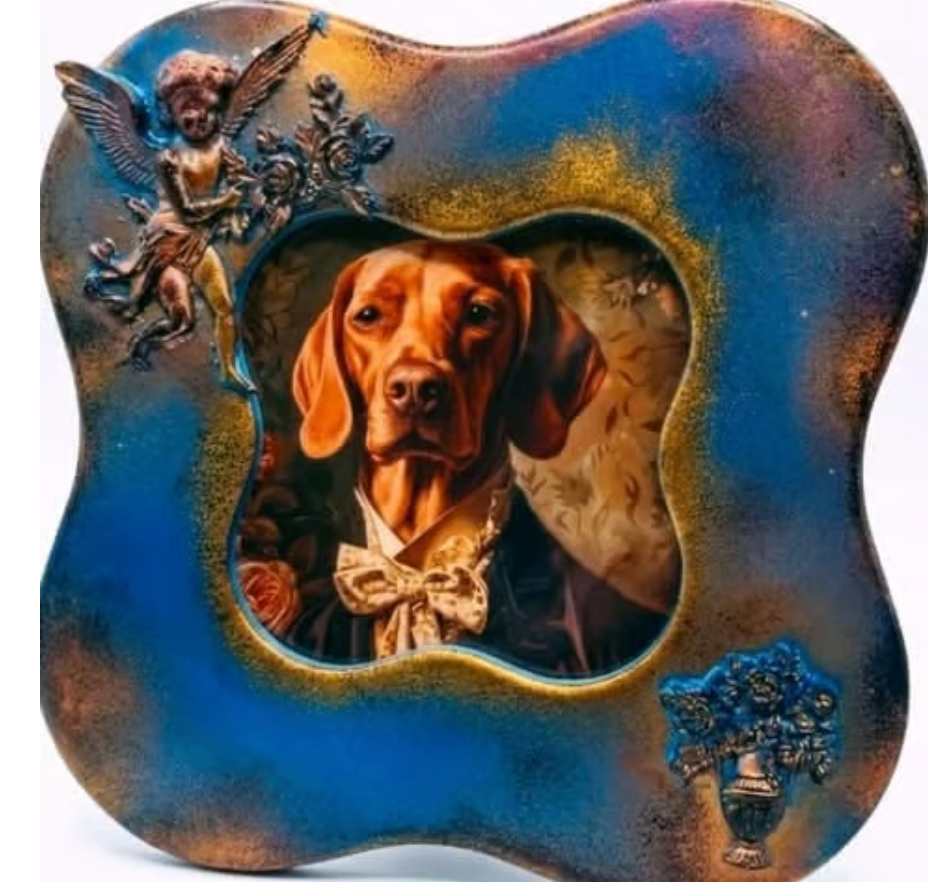 Ceramiczna ramka dekoracyjna Lord Heston — pies, dog lovers, upcykling