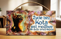 Bogato zdobiona tabliczka z kotem i strukturami  rękodzieło / upcycling