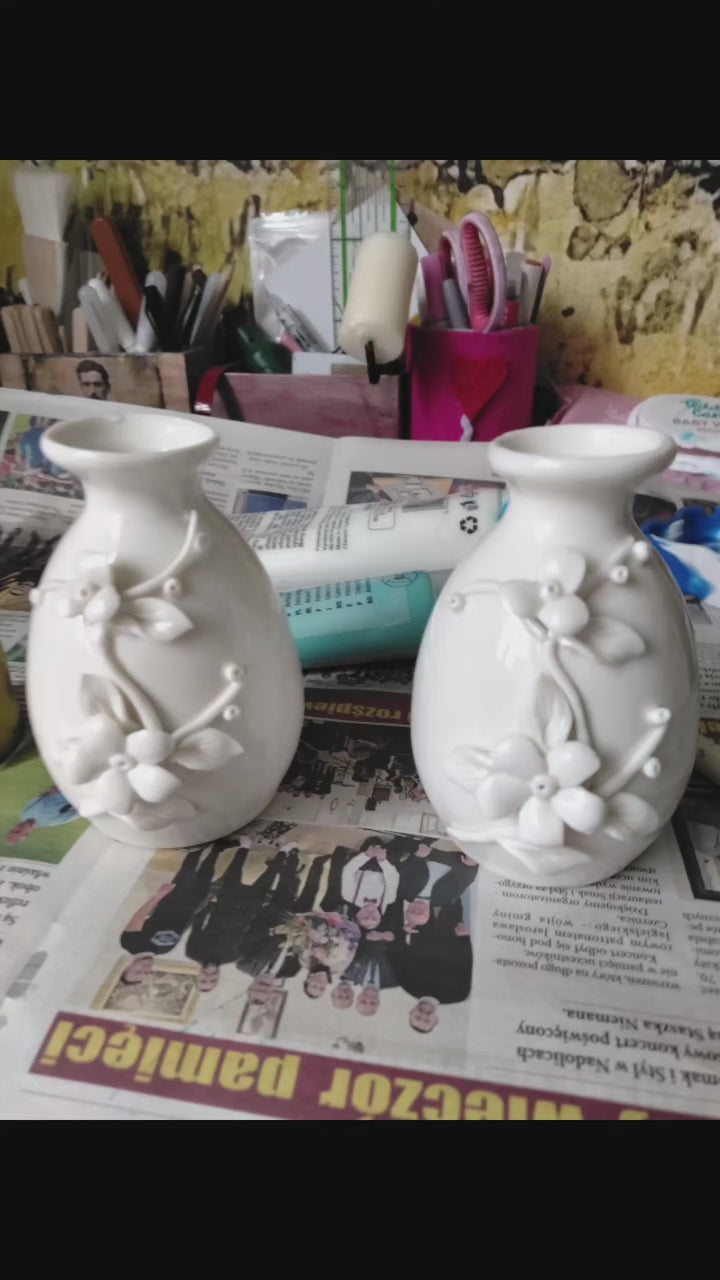 Unikatowe wazoniki vintage – ręczne zdobienie i malowanie – angielska porcelana lata 80/90
