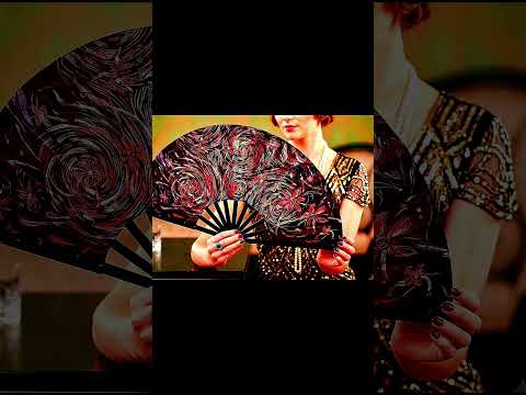 Wachlarz w stylu retro Art Deco Ręcznie malowany unikat rękodzielniczy (Upcycling)