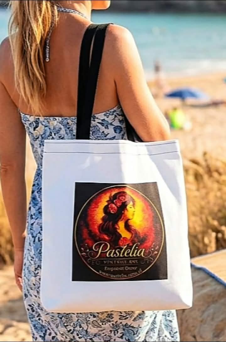 Torba wodoodporna, dwustronna, ręcznie szyta z nowym logo Pastelia Vintage Art - dama secesyjna