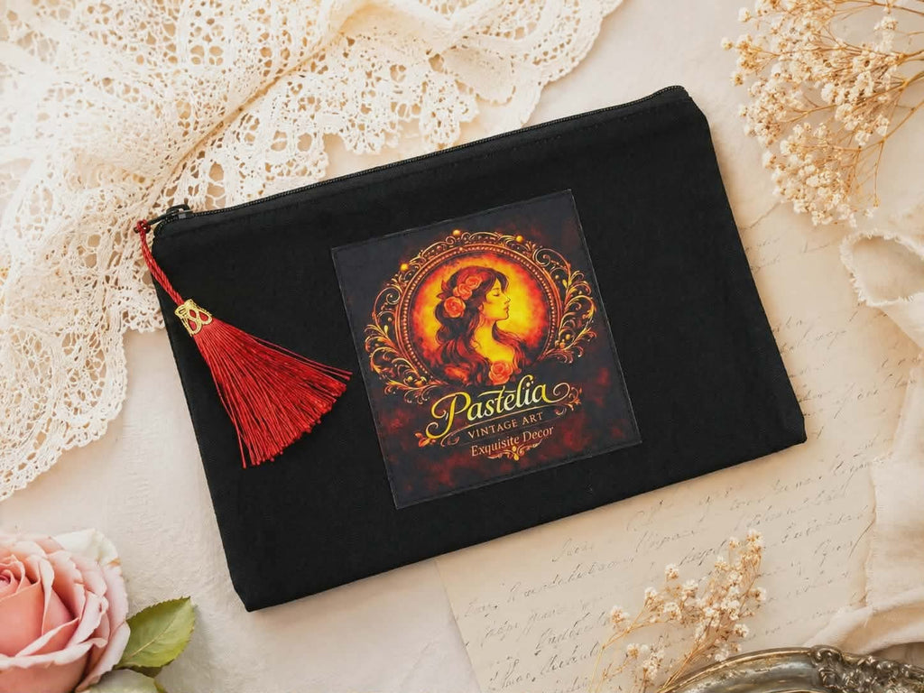 Ręcznie szyta kosmetyczka z logo Pastelia Vintage Art - dama secesyjna