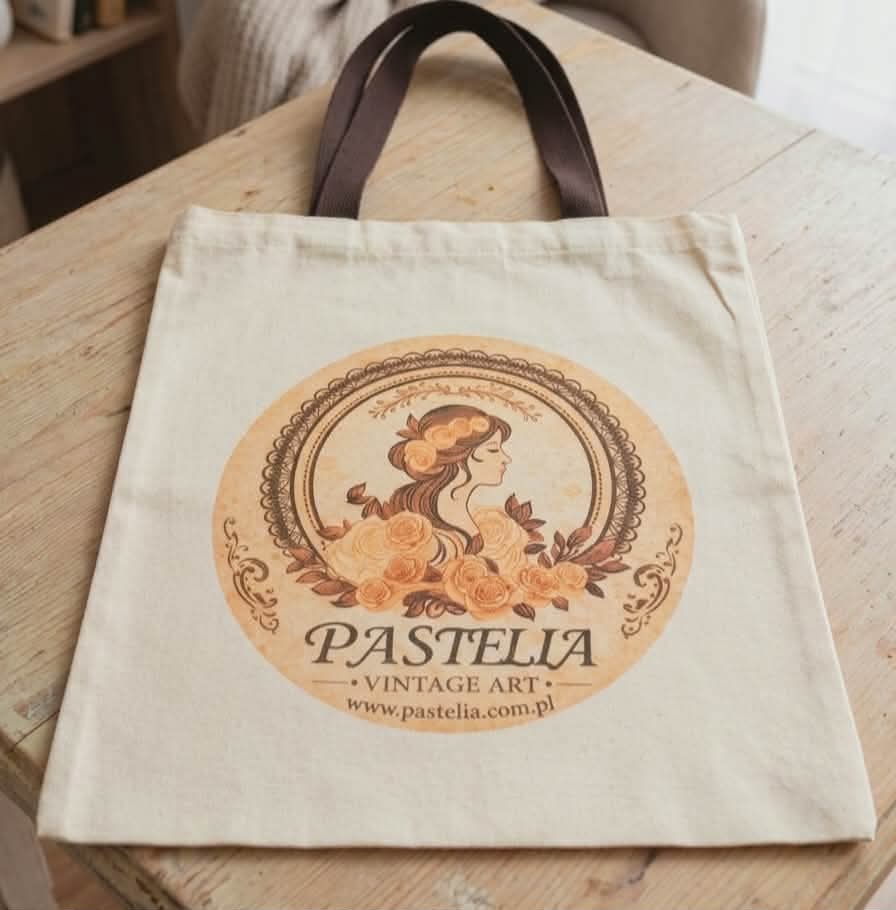 Torba ręcznie szyta, płótno bawełniane z logo Pastelia Vintage Art