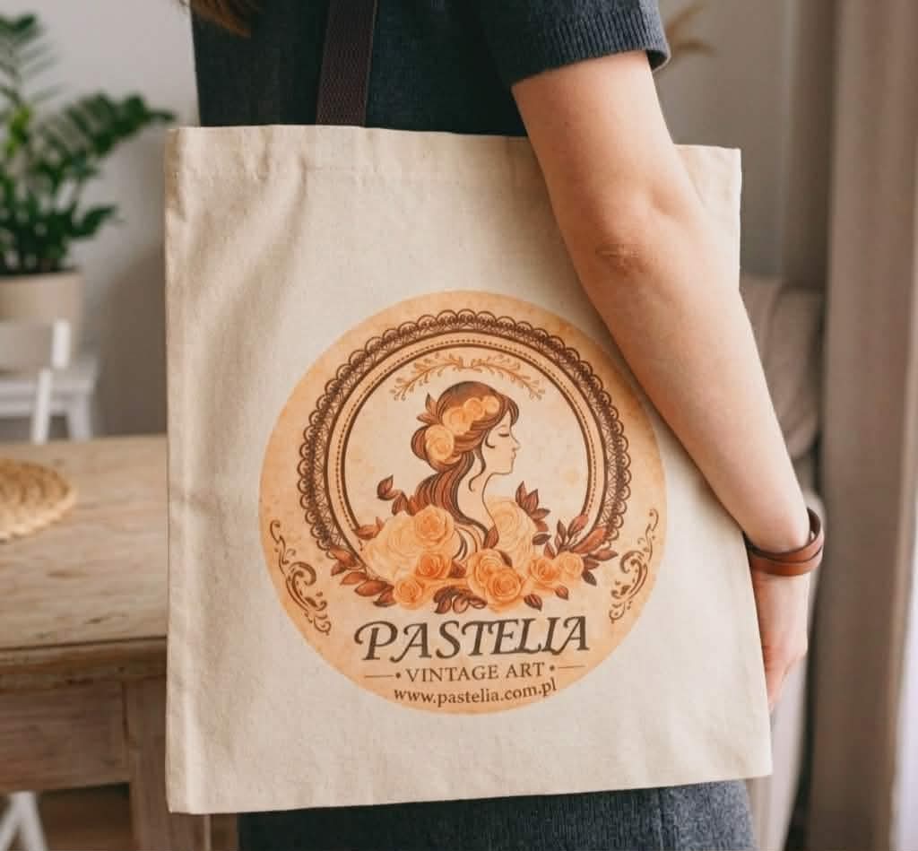 Torba ręcznie szyta, płótno bawełniane z logo Pastelia Vintage Art
