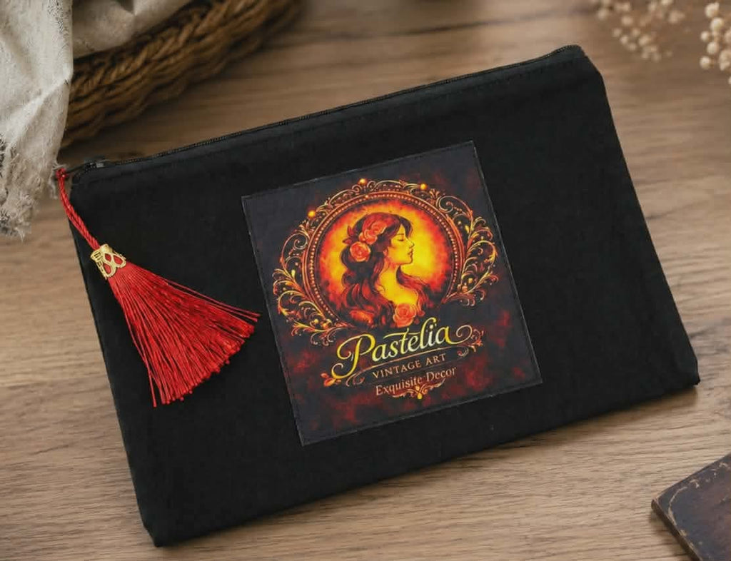 Ręcznie szyta kosmetyczka z logo Pastelia Vintage Art - dama secesyjna